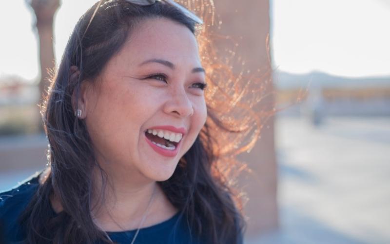 happy woman outside