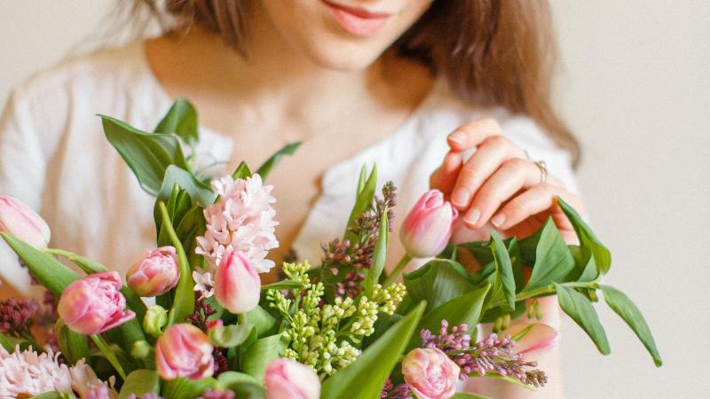 women with spring flowers